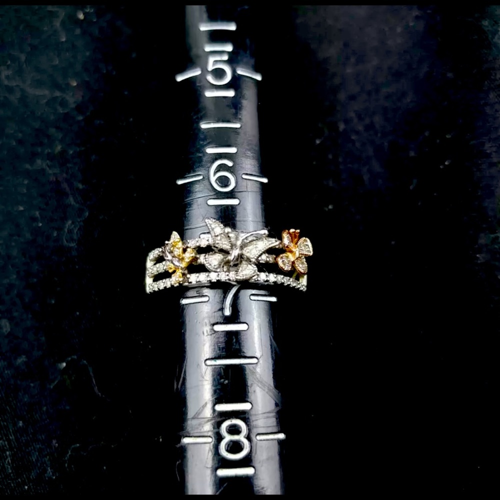 14kt white gold triple butterfly ring